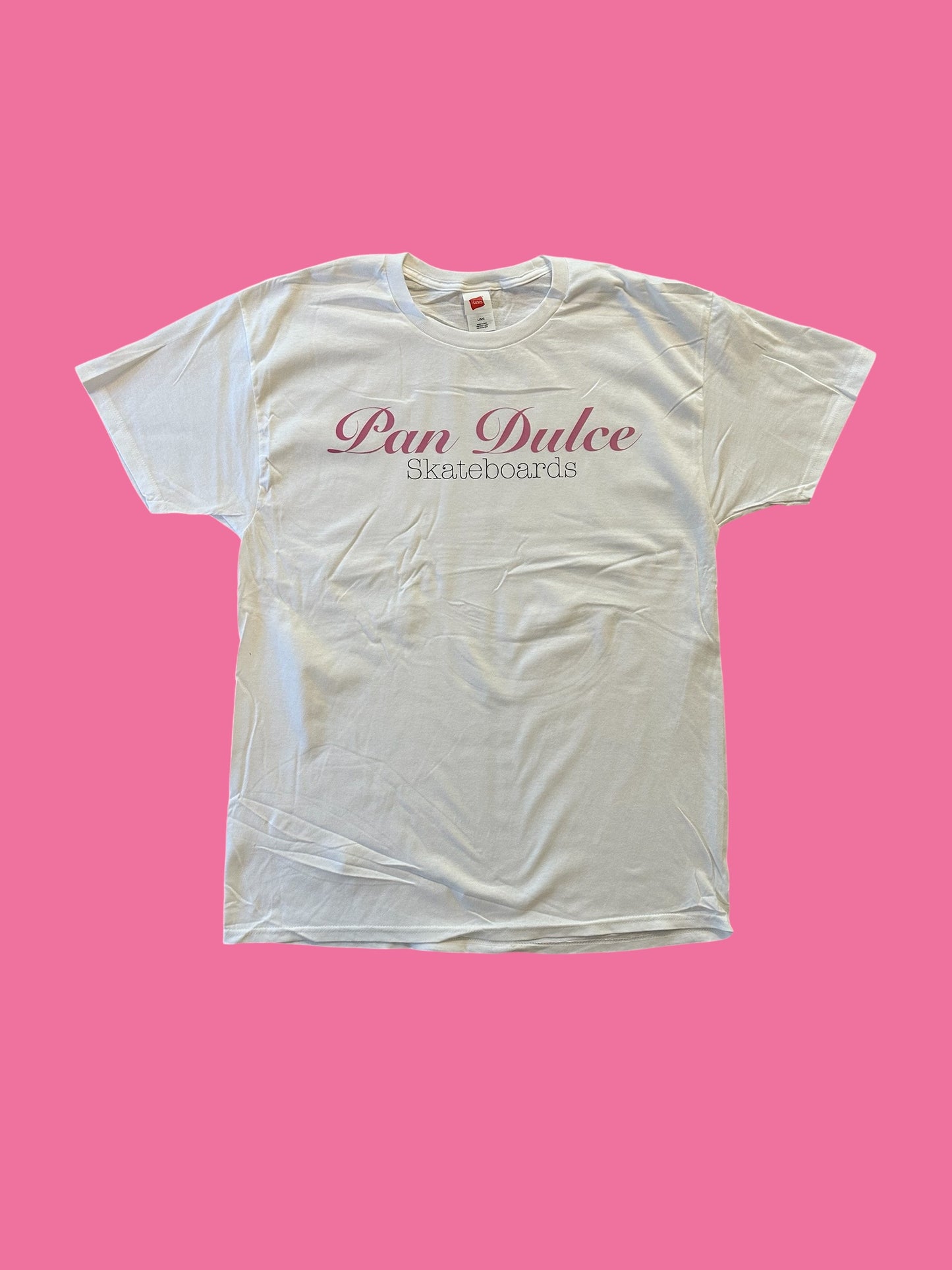 Pan Dulce Logo Short Sleeve T-Shirt - White / Pink Font