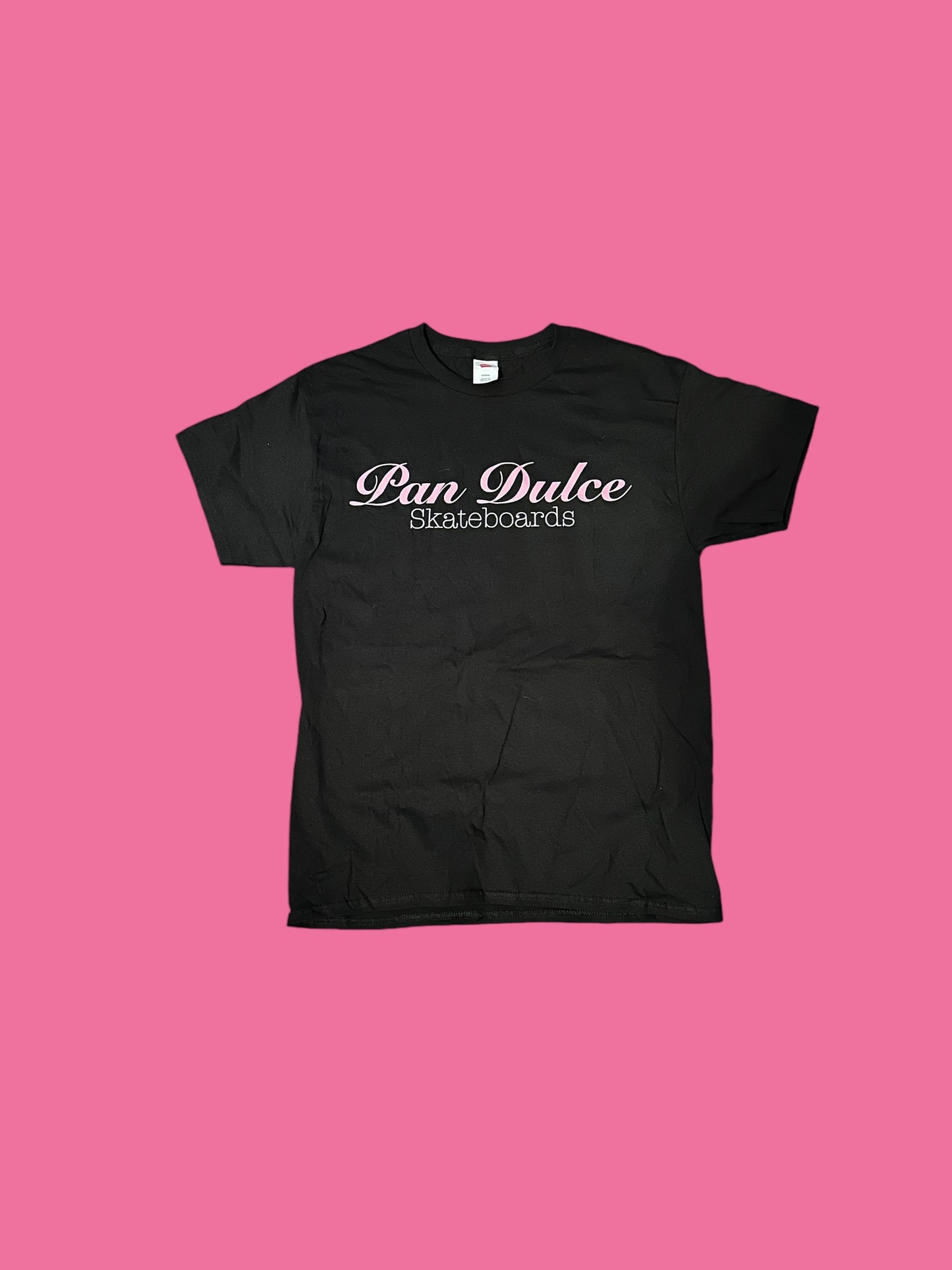 Pan Dulce Logo Short Sleeve T-Shirt - Black / Pink Font