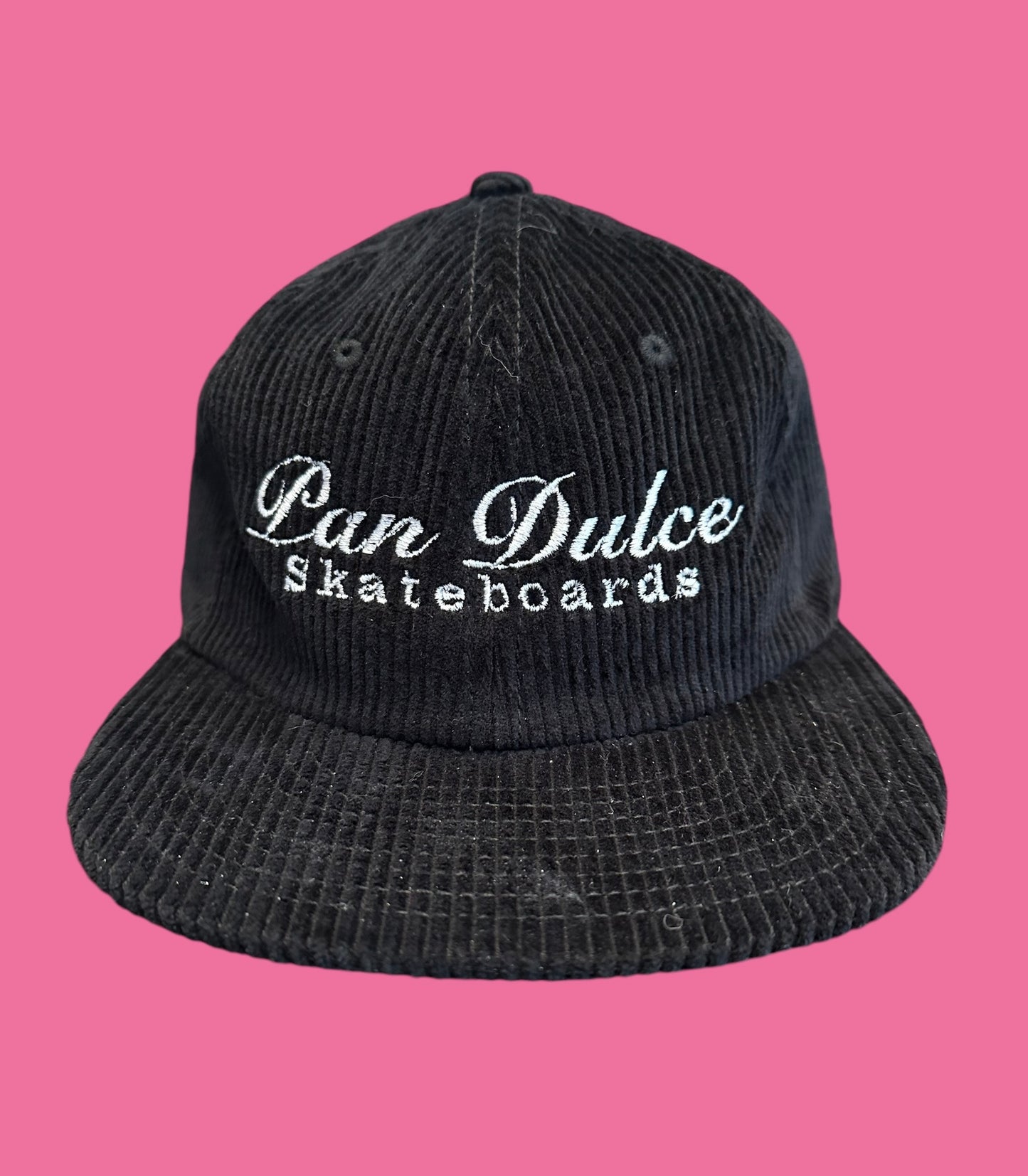 Pan Dulce Logo Corduroy Hat  - Black / White Script